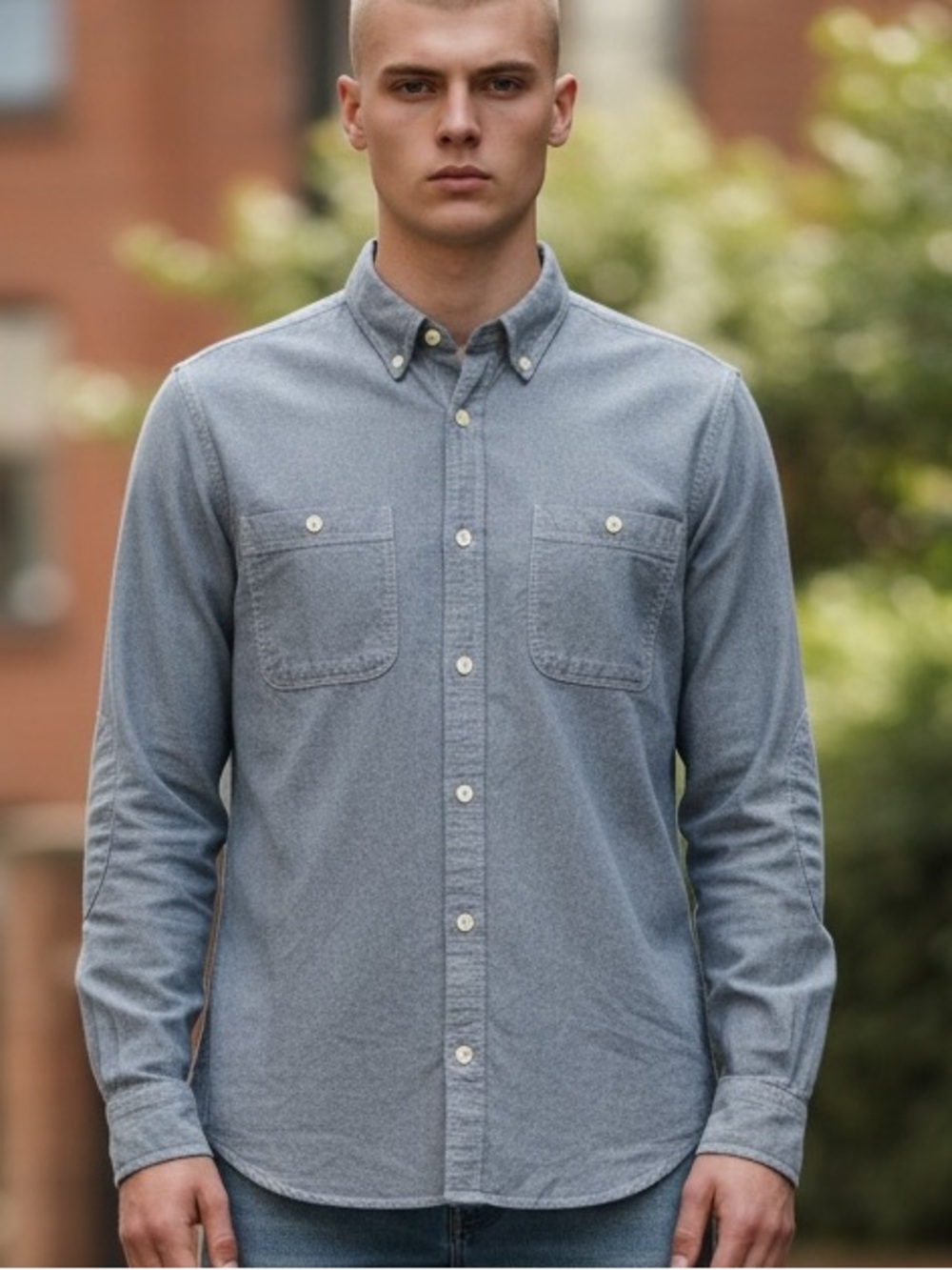 Cotton On VTG Men's Long Sleeve Shirt Chambray Blue SZ S EUC Casual Utility